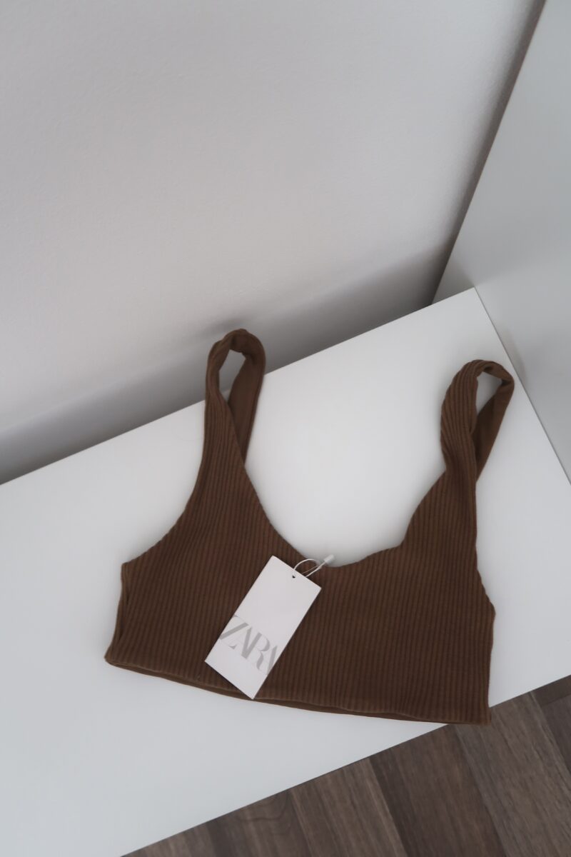 97% bavlna žebrovaný top / bralette NOVÝ s visačkou ZARA vel. L - Image 5