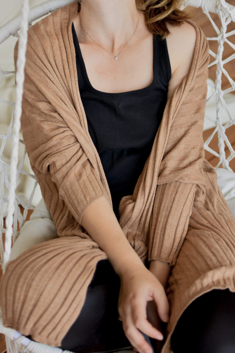 Dlouhý hnědý cardigan MANGO hnědý vel.L - Image 3