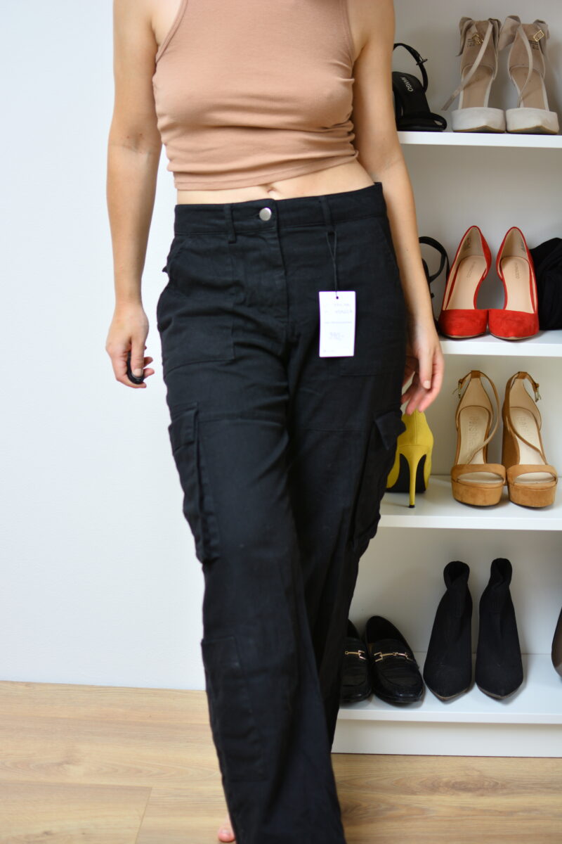 Kalhoty černé kapsáčové, bavlna a viskóza, H&M, vel.M - Image 4