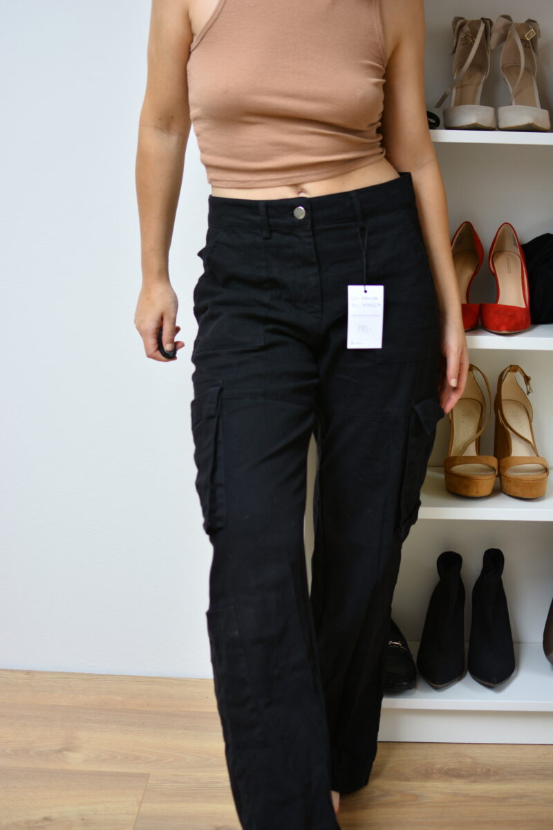 Kalhoty černé kapsáčové, bavlna a viskóza, H&M, vel.M - Image 6