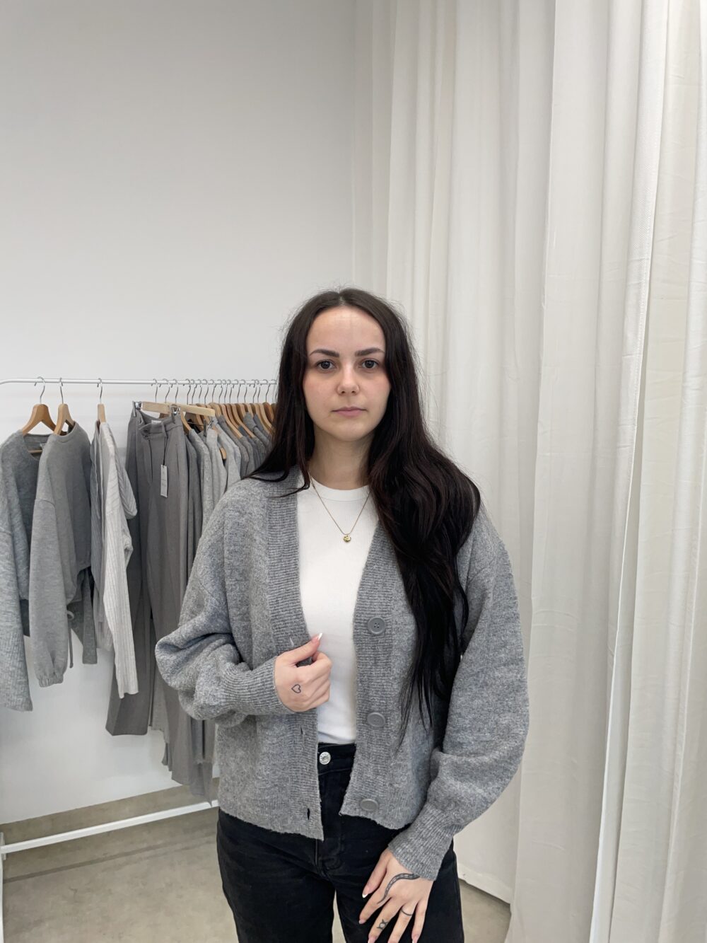 Šedý kardigan ASOS s balonovými rukávy vel. S