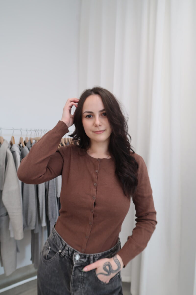Hnědý basic kardigan vel.S - Image 3