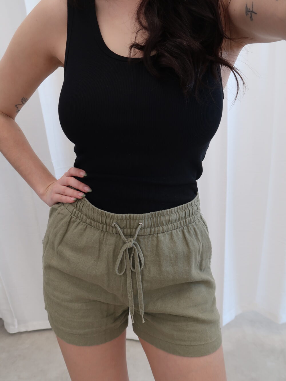 Lněné kraťasy 55% len H&M vel. XS,S