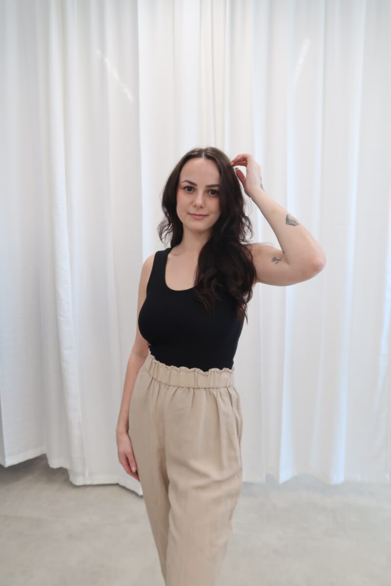 55% len béžové kalhoty H&M vel. XL - Image 2