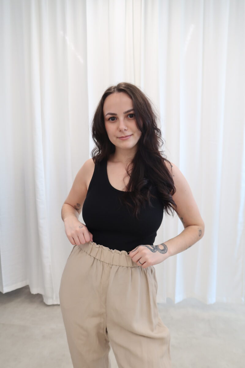 55% len béžové kalhoty H&M vel. XL - Image 7