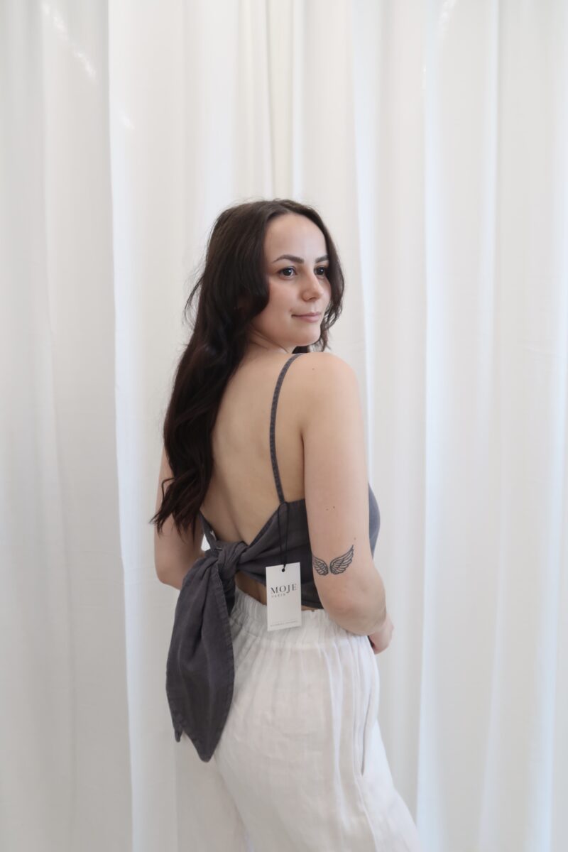 Lněný top s vázačkou ZARA vel.XS,S - Image 2
