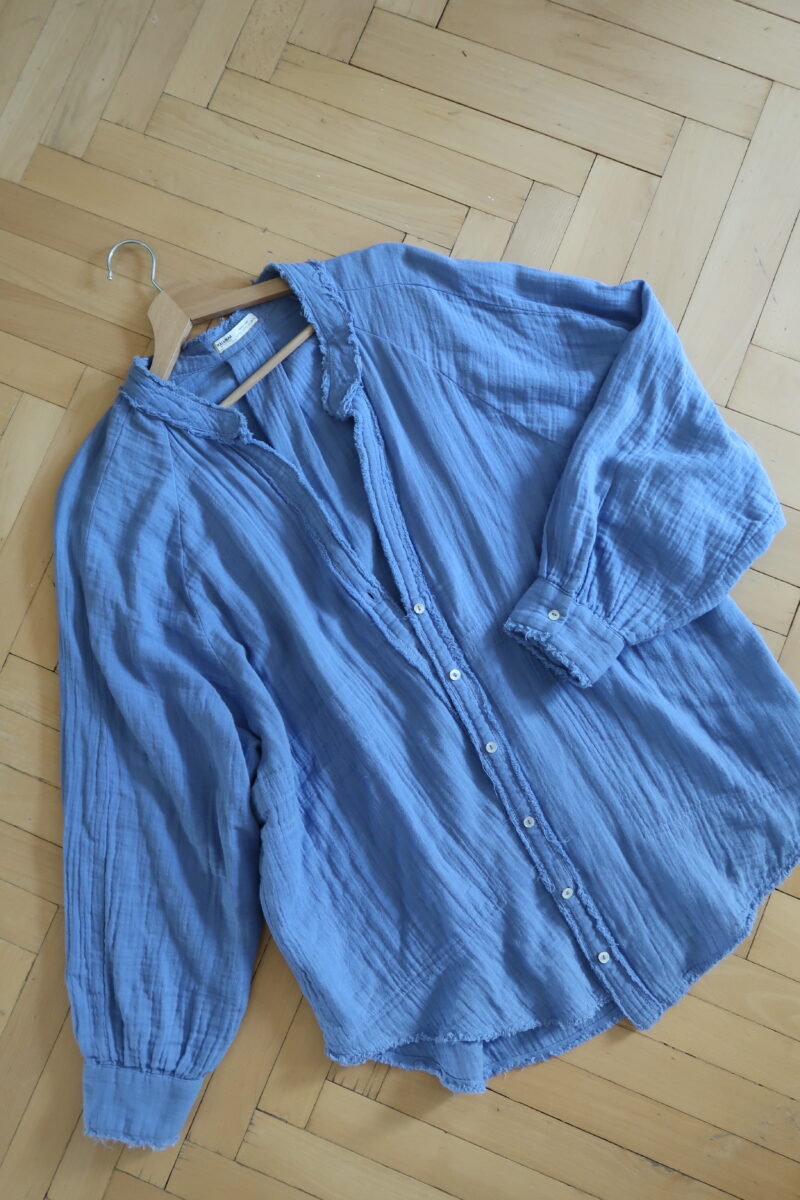 Mušelínová modrá oversized košile vel. M-L - Image 3